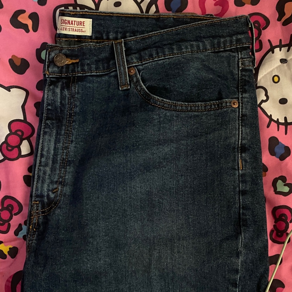 Signature by Levi Strauss Men's Dark Blue Relaxed Jeans